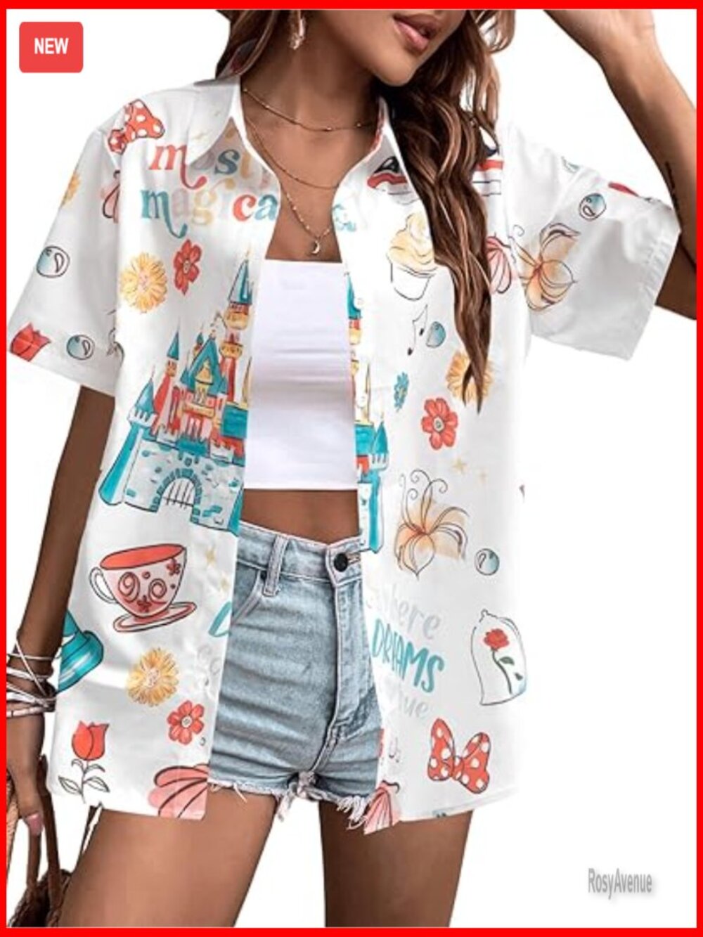 Women's Magical Hawaiian Button Up Vacation Shirt Blouse
